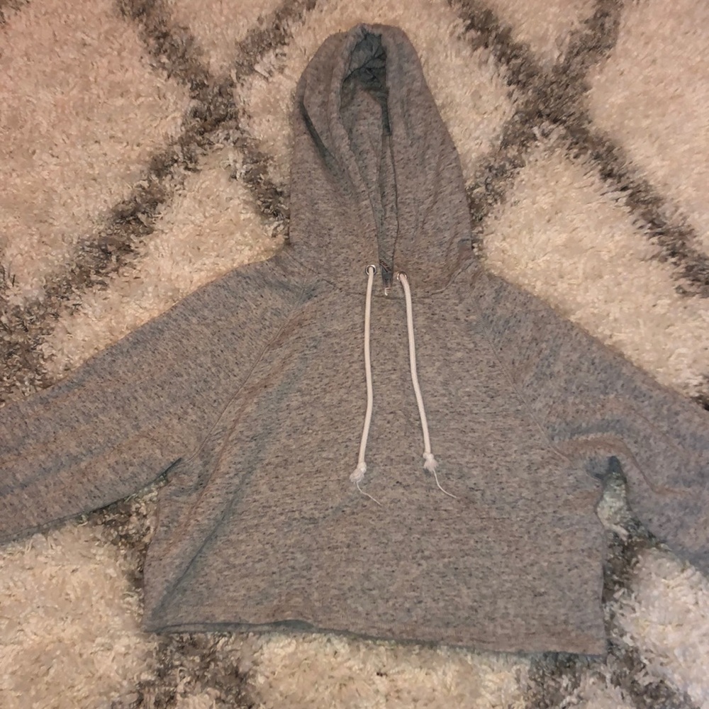 Grey Cropped T-Shirt Hoodie